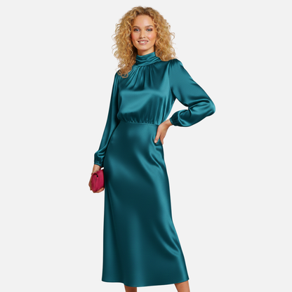 Women’s Elegant Satin Midi Dress – House of Velari