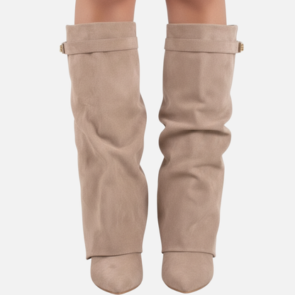 Women’s Suede Wide Knee-High Boots – House of Velari