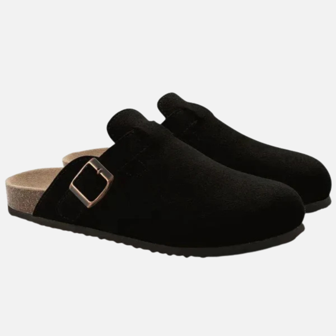 Men's Suede Comfort Clogs – Buckle Strap Mules – House of Velari