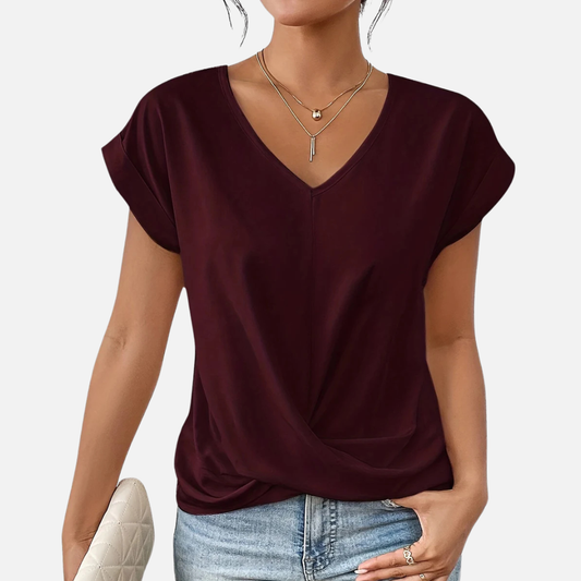 Women's V-Neck Draped T-Shirt Breathable – House of Velari