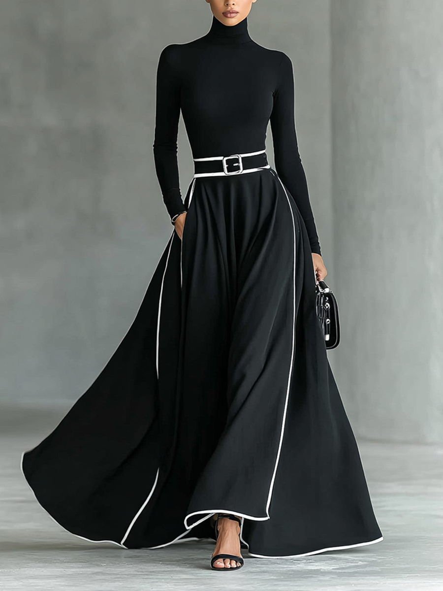 Women's Black Long Sleeve Maxi Dress – House of Velari