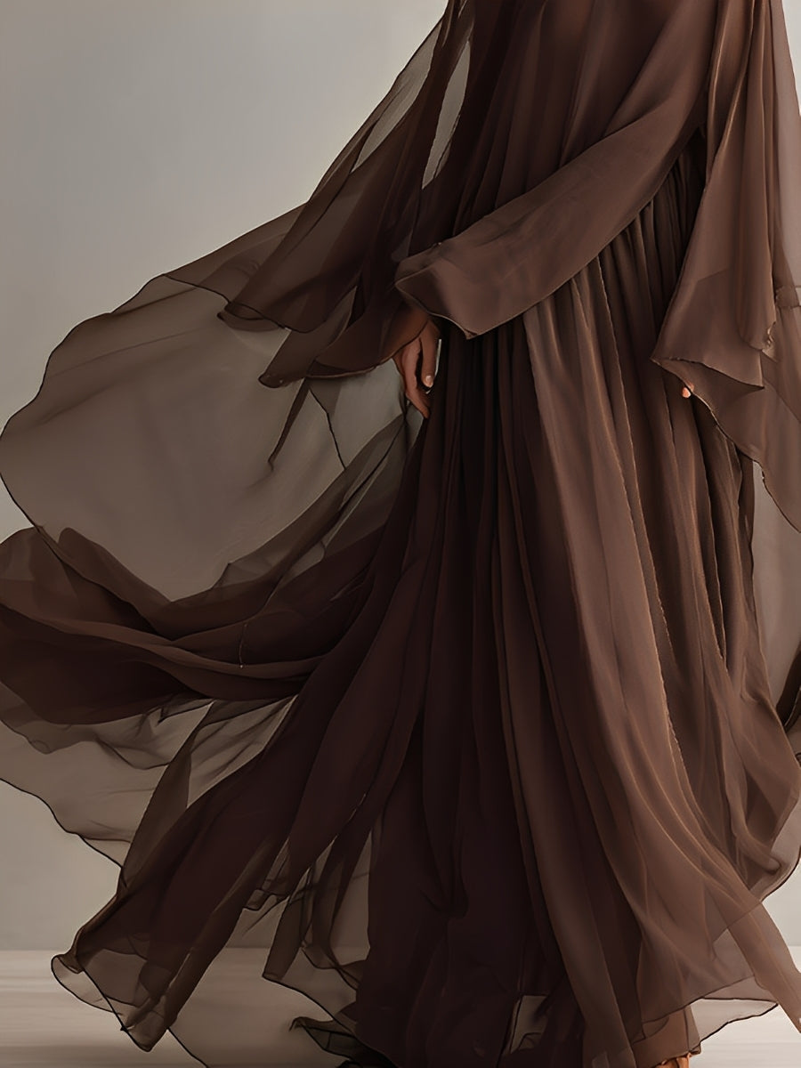Women's Brown Chiffon Dress – House of Velari