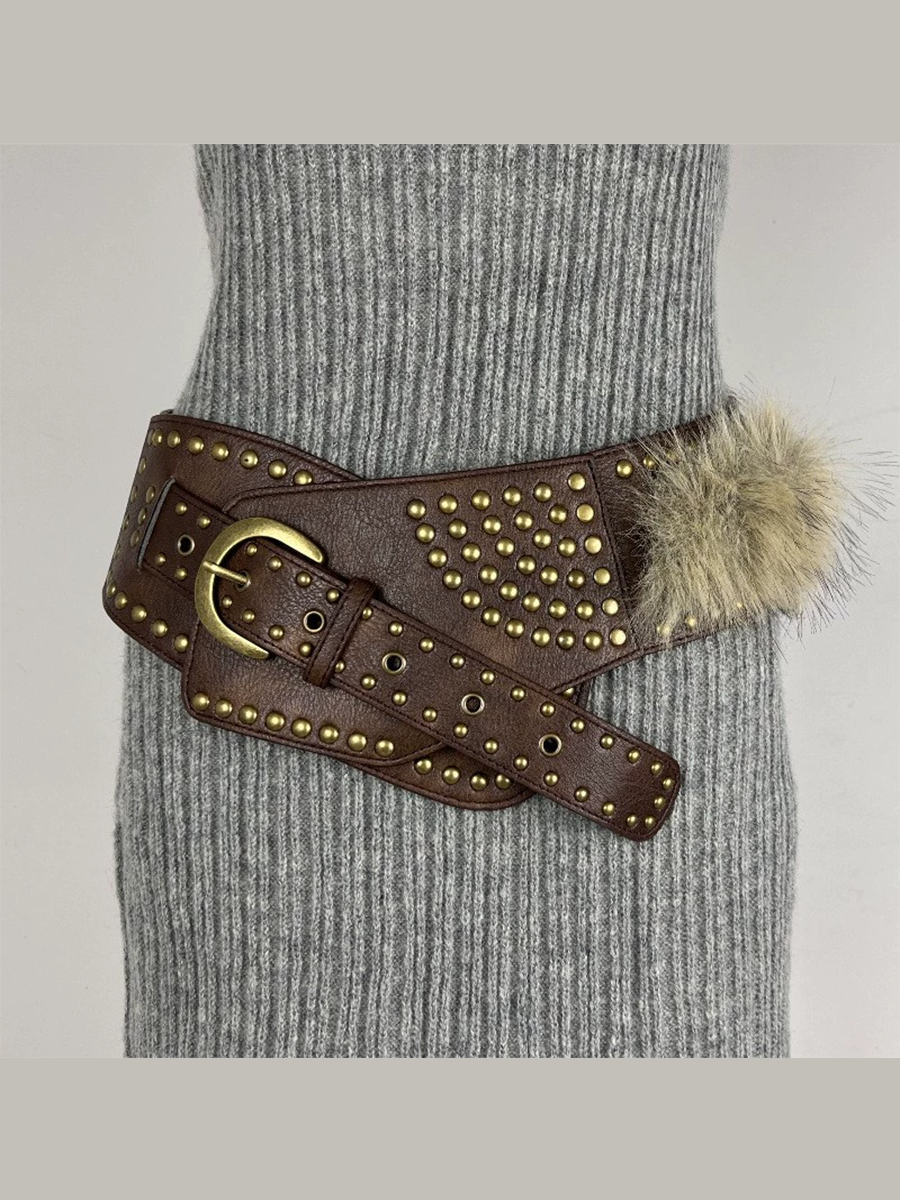 Women's Leather Fur Retro Belt – House of Velari