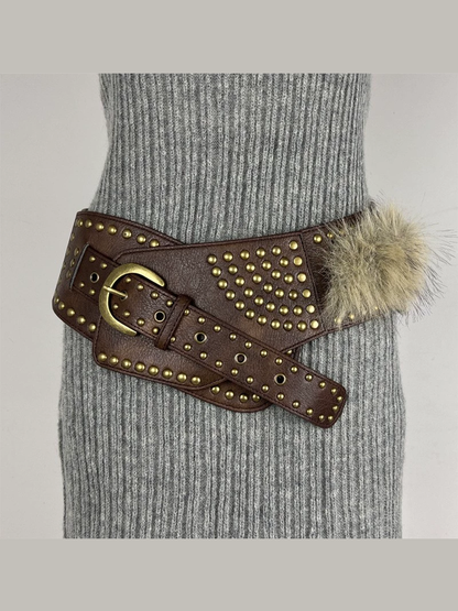 Women's Leather Fur Retro Belt – House of Velari