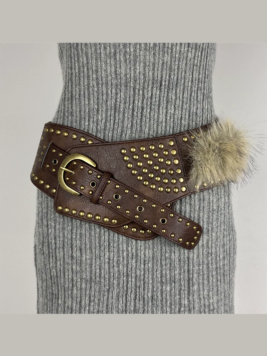 Women's Leather Fur Retro Belt – House of Velari