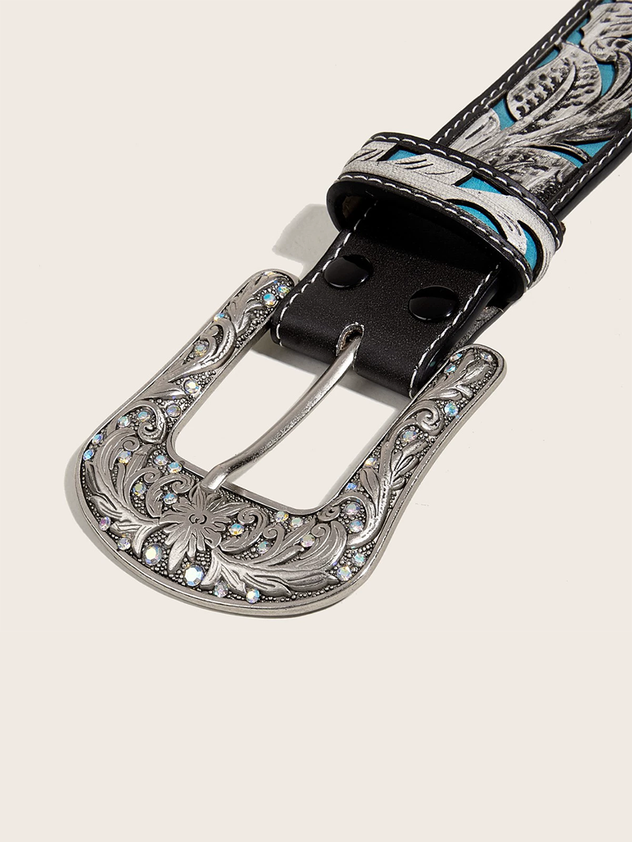 Women's Leather Embossed Rhinestone Belt – House of Velari