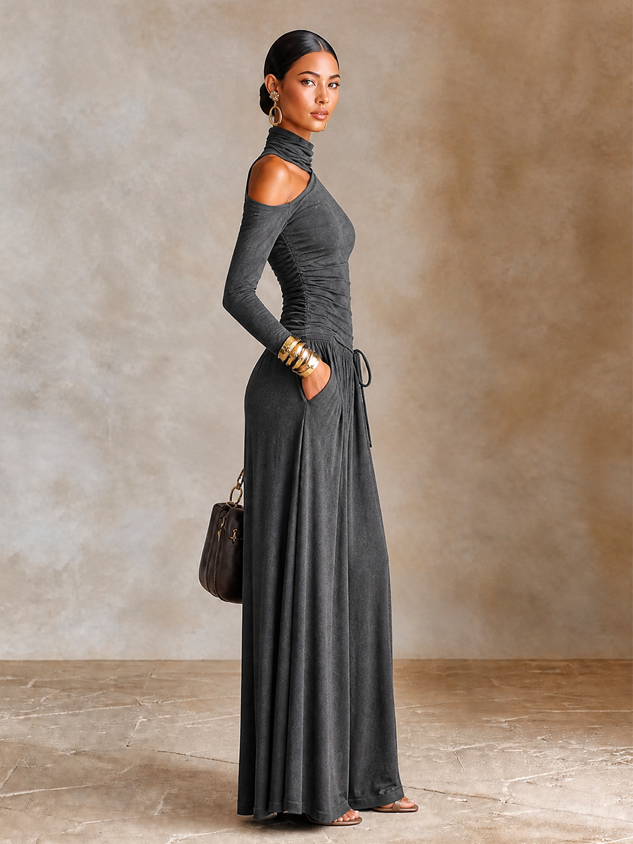 Women's Long Sleeve Asymmetric Maxi Dress – House of Velari