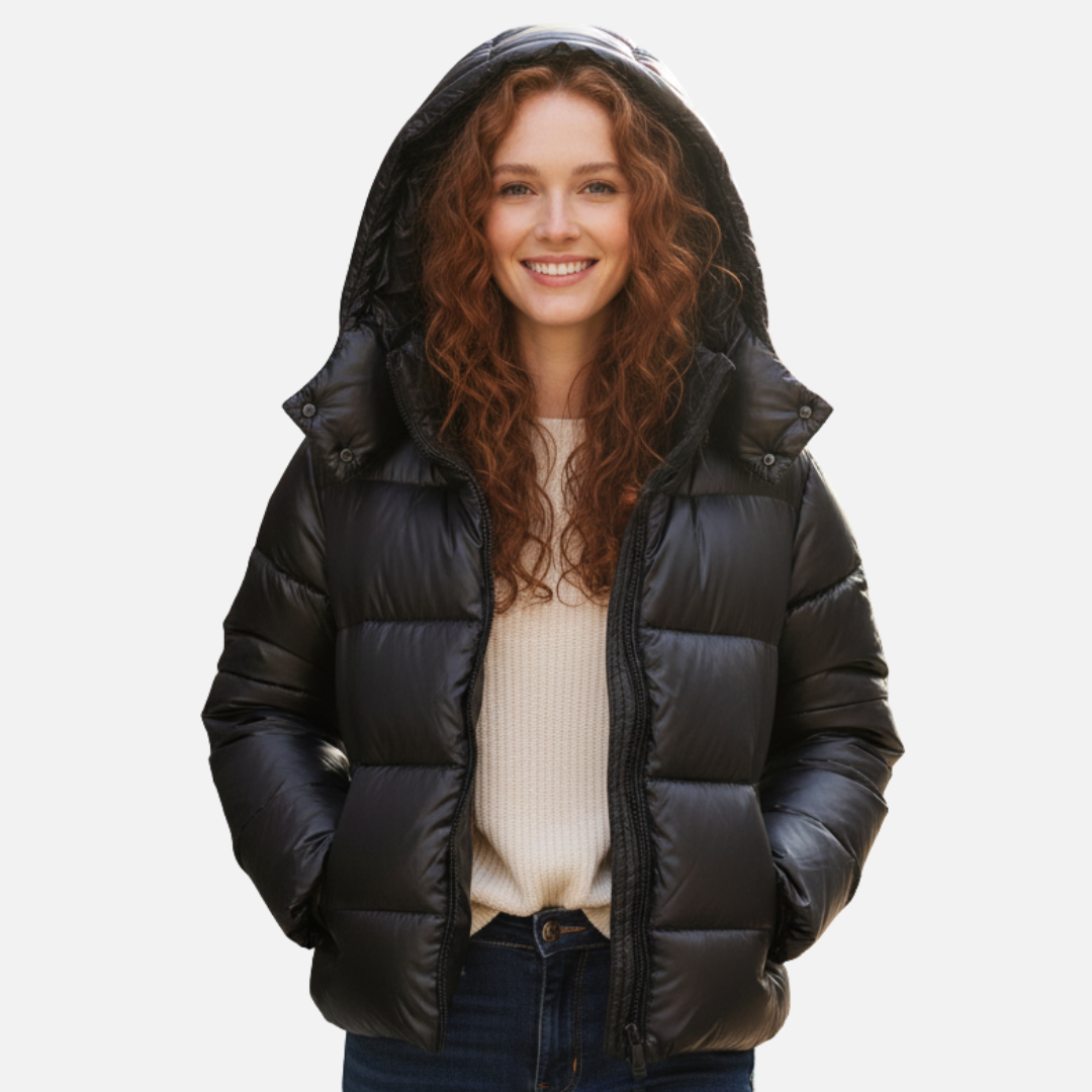 Glossy Puffer Jacket with Hood for Women – House of Velari