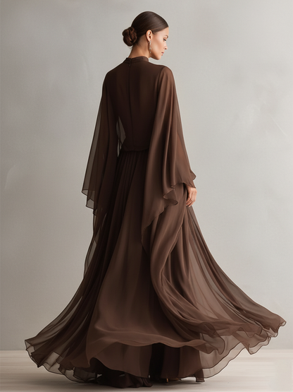 Women's Brown Chiffon Dress – House of Velari