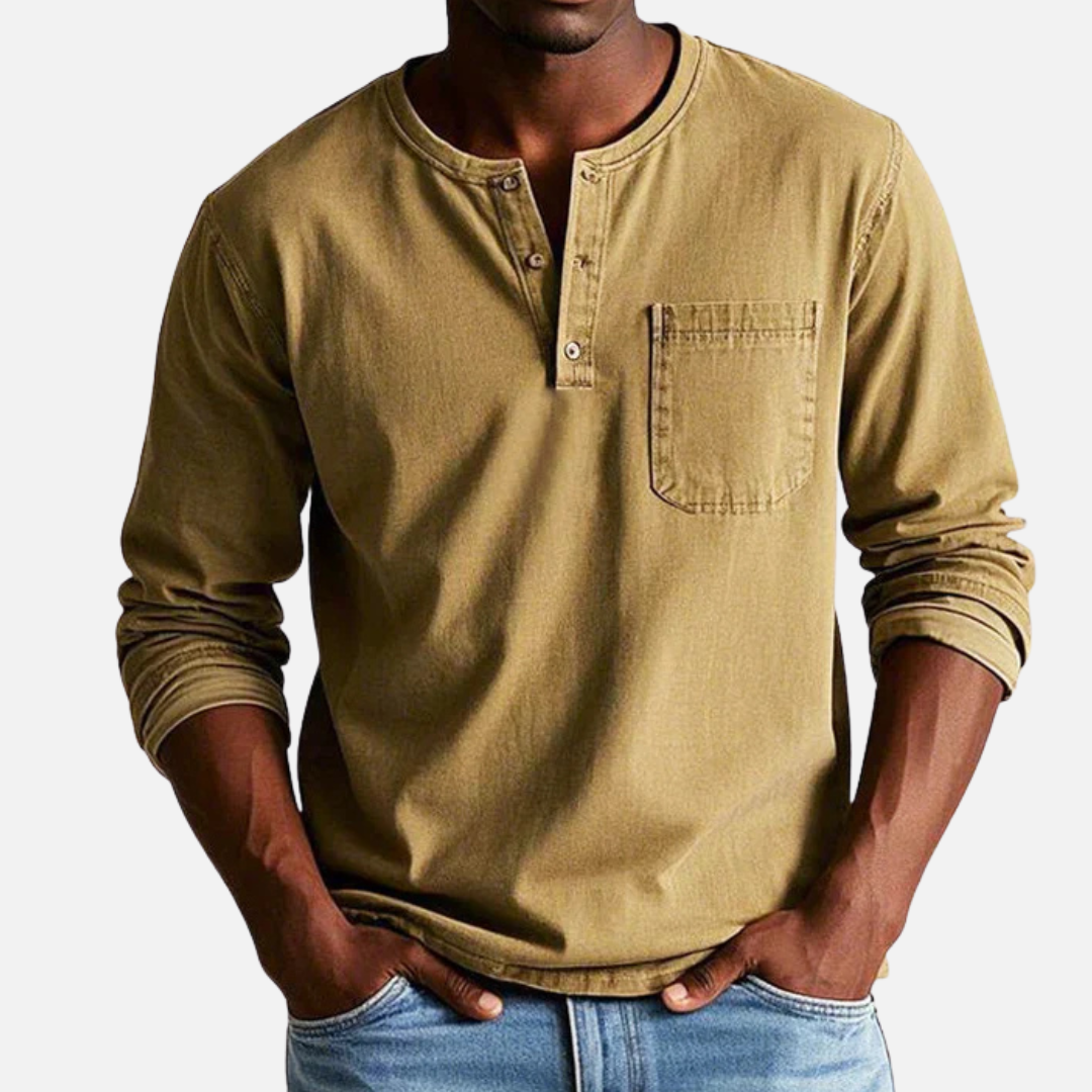 Men's Henley Long-Sleeve Linen Shirt – House of Velari