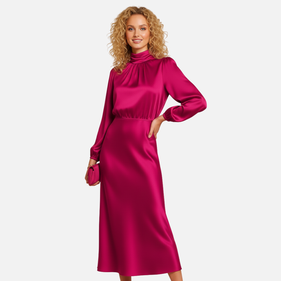 Women’s Elegant Satin Midi Dress – House of Velari