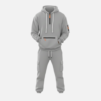 Men’s Two-Piece Tracksuit Set Casual Hoodie & Cargo Joggers – House of Velari