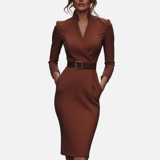 Women’s Belted Wrap Midi Dress – House of Velari