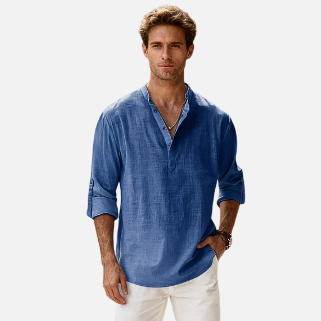Men's Linen Henley Shirt Long Sleeve – Casual Summer – House of Velari