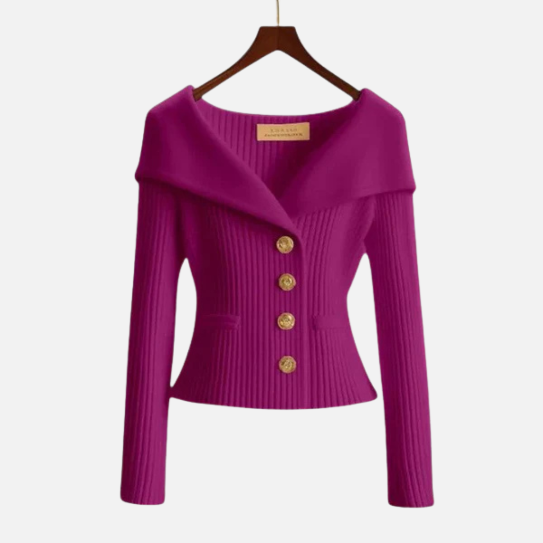 Women's Elegant Ribbed Off-Shoulder Cardigan – House of Velari