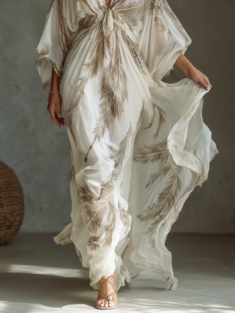 Women's Ivory Chiffon Print Maxi Dress – House of Velari