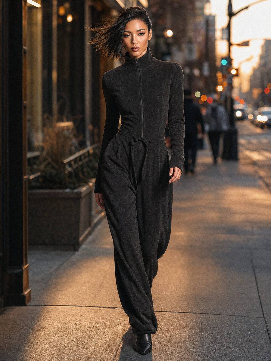 Women's Drawstring Zip Front Jumpsuit – House of Velari