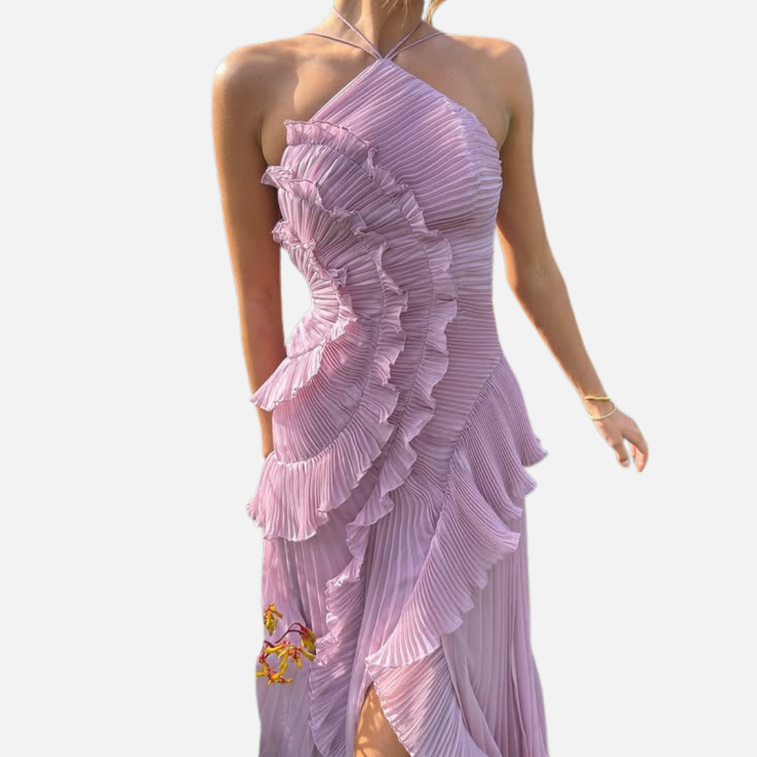 Women’s Pleated Ruffle Evening Dress