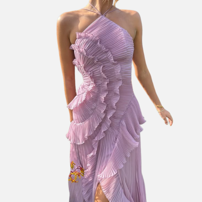 Women’s Pleated Ruffle Evening Dress