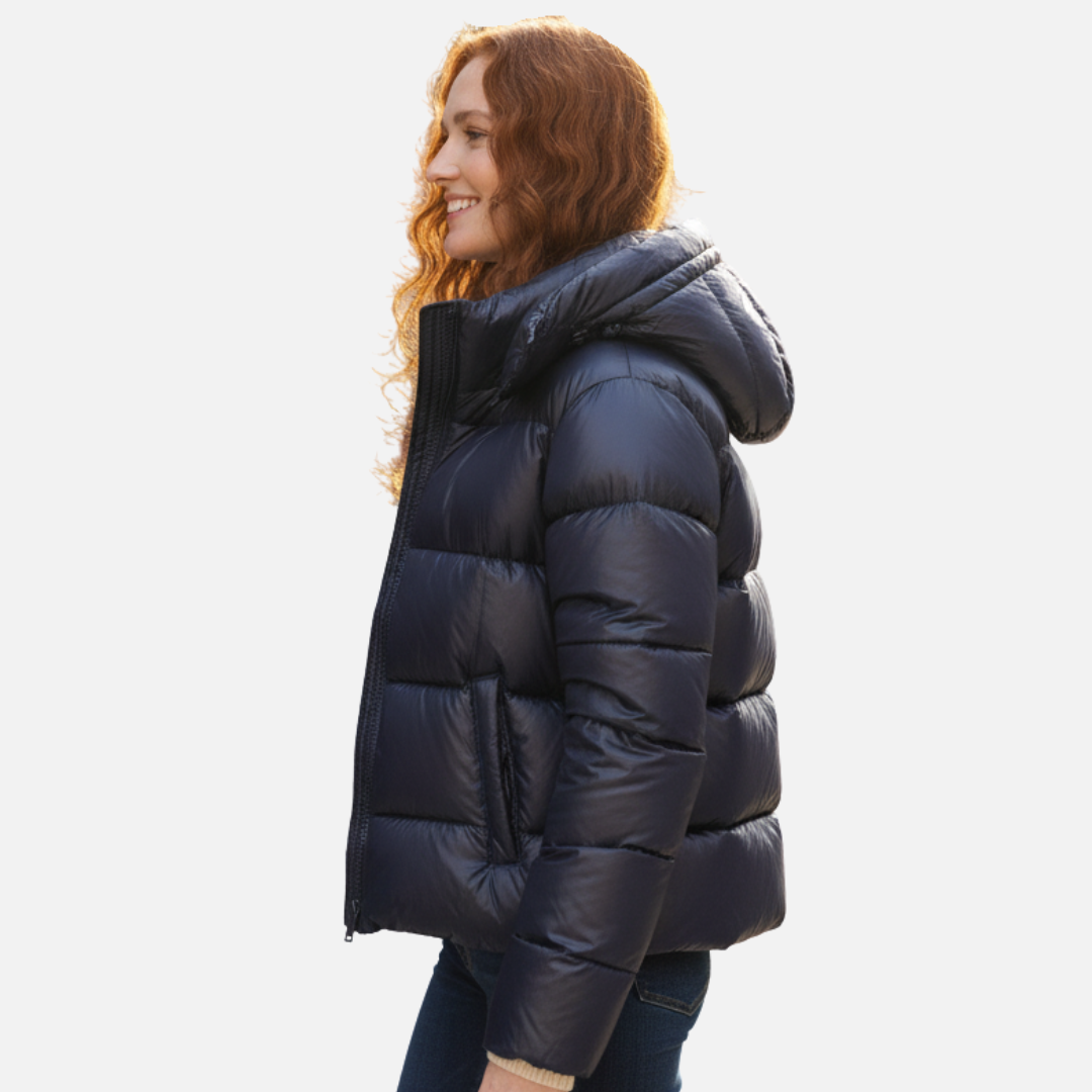 Glossy Puffer Jacket with Hood for Women – House of Velari