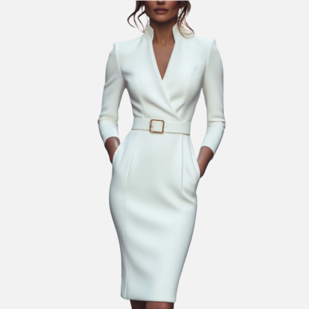 Women’s Belted Wrap Midi Dress – House of Velari