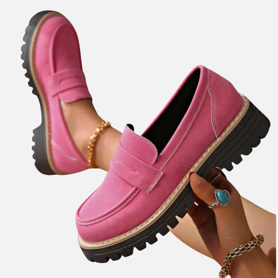 Women's Chunky Lug Sole Penny Loafers – Suede – House of Velari