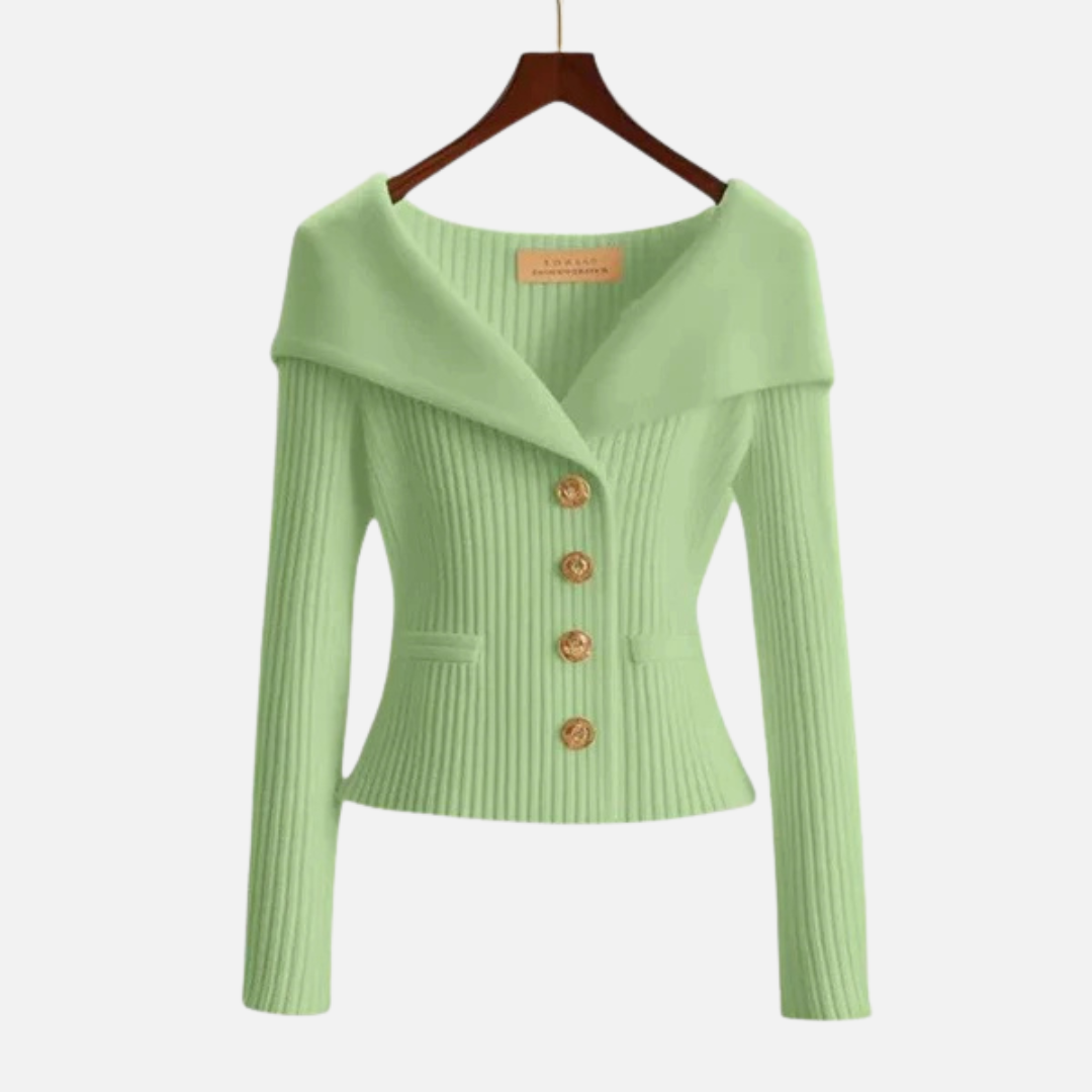 Women's Elegant Ribbed Off-Shoulder Cardigan – House of Velari