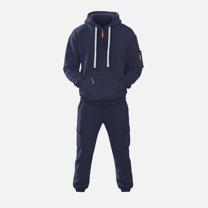 Men’s Two-Piece Tracksuit Set Casual Hoodie & Cargo Joggers – House of Velari
