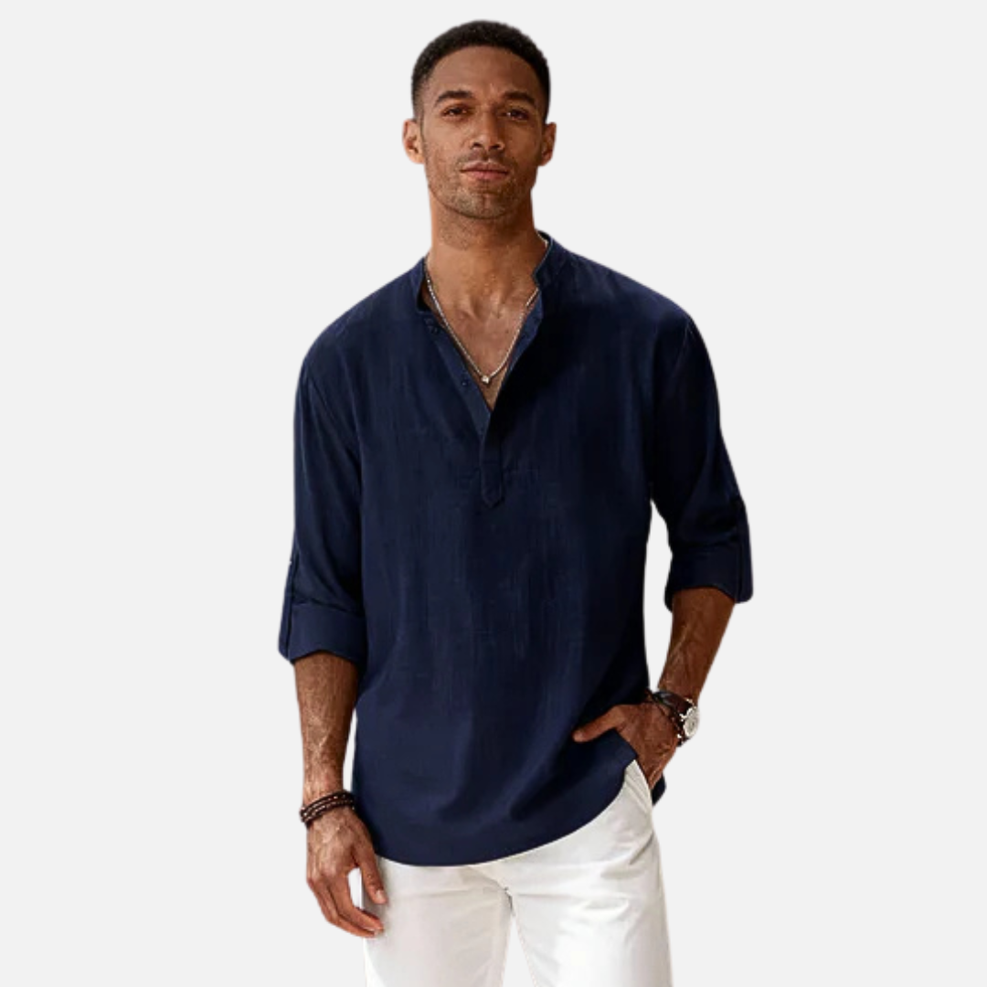 Men's Linen Henley Shirt Long Sleeve – Casual Summer – House of Velari