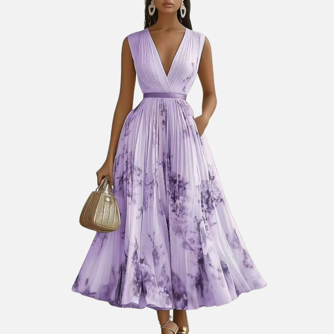 Women's Floral Pleated Midi Dress – House of Velari