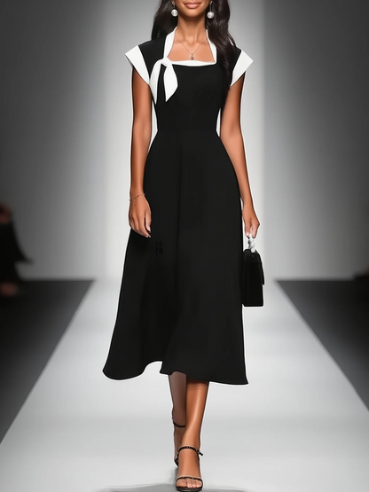 Women's Square Neck Colorblock Midi Dress – House of Velari