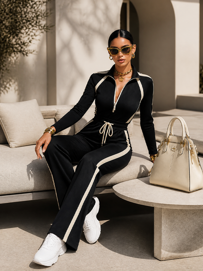 Women's Striped Waist Tracked Jumpsuit – House of Velari