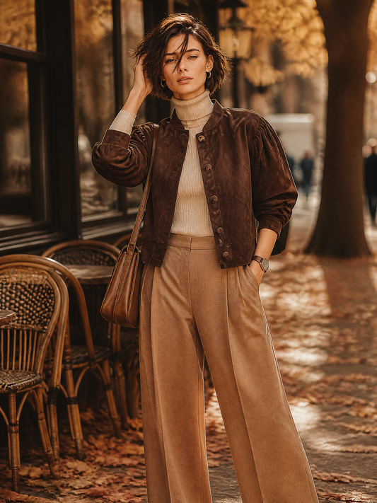 Women's Brown Puff Sleeve Stand Collar Jacket – House of Velari