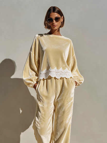 Women's Velvet Lace Detail Two-Piece Set – House of Velari