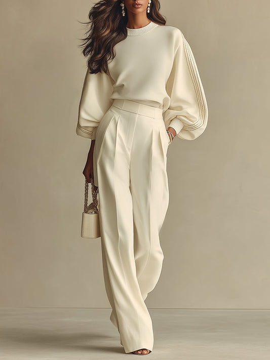Women's White Woven Wide-Leg Pants – House of Velari