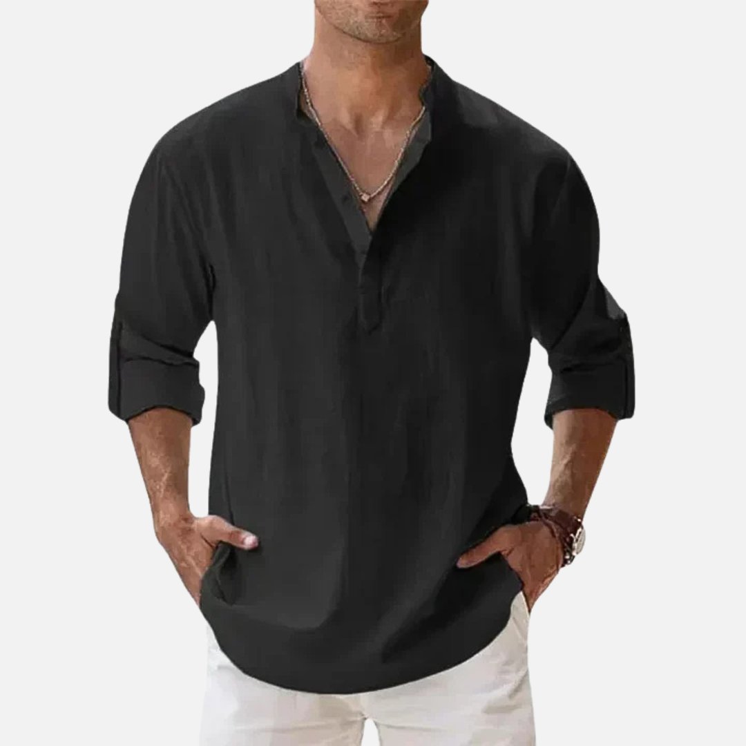Men's Linen Henley Shirt Long Sleeve – Casual Summer – House of Velari