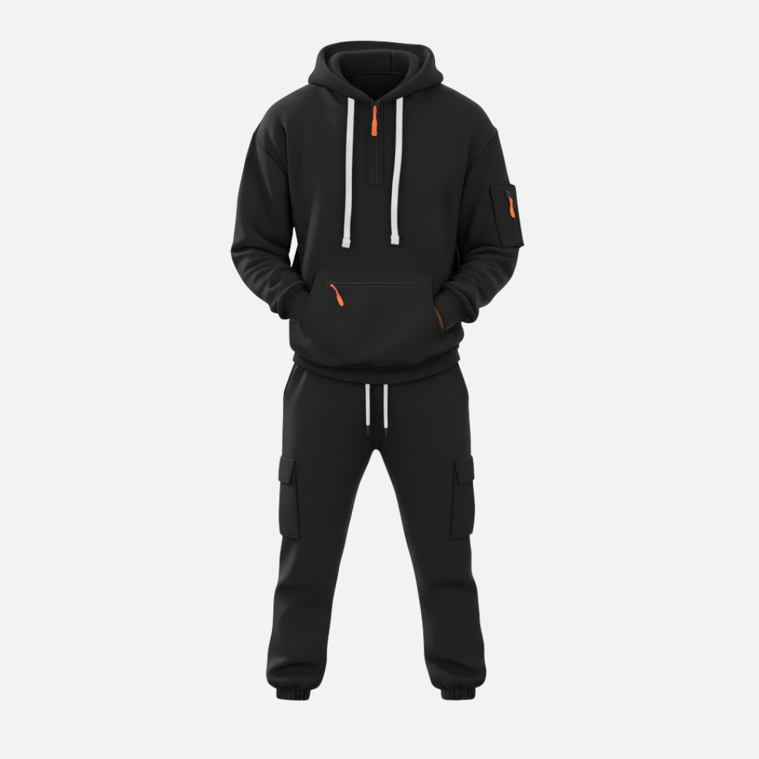 Men’s Two-Piece Tracksuit Set Casual Hoodie & Cargo Joggers – House of Velari