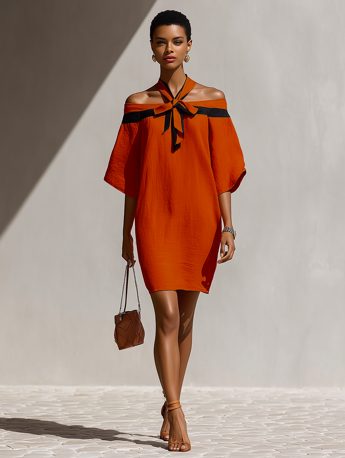 Women's Black & Orange Mini Dress – House of Velari