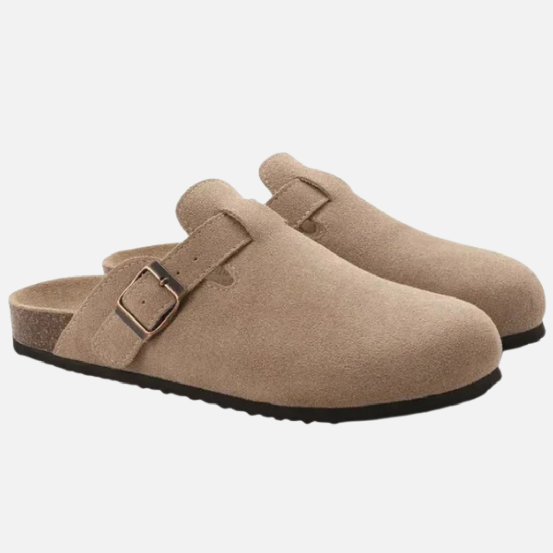 Men's Suede Comfort Clogs – Buckle Strap Mules – House of Velari