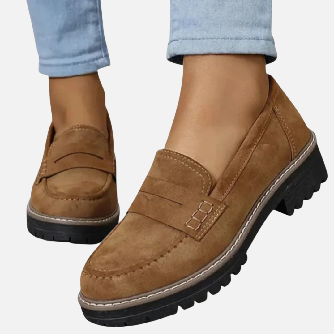 Women's Chunky Lug Sole Penny Loafers – Suede – House of Velari