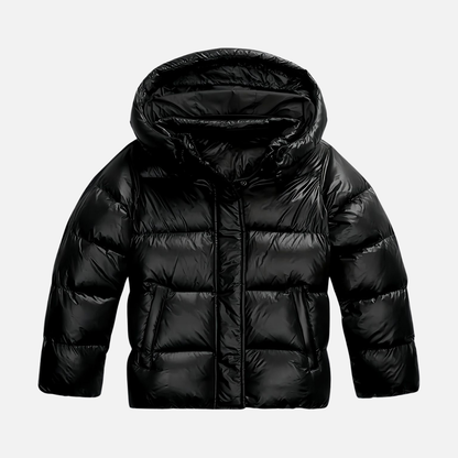 Glossy Puffer Jacket with Hood for Women – House of Velari