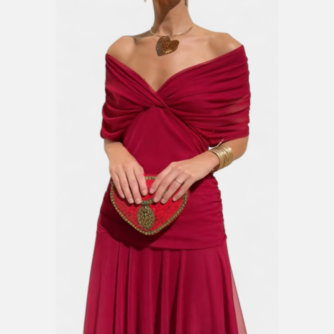 Women's Off Shoulder Ruched Midi Dress – House of Velari