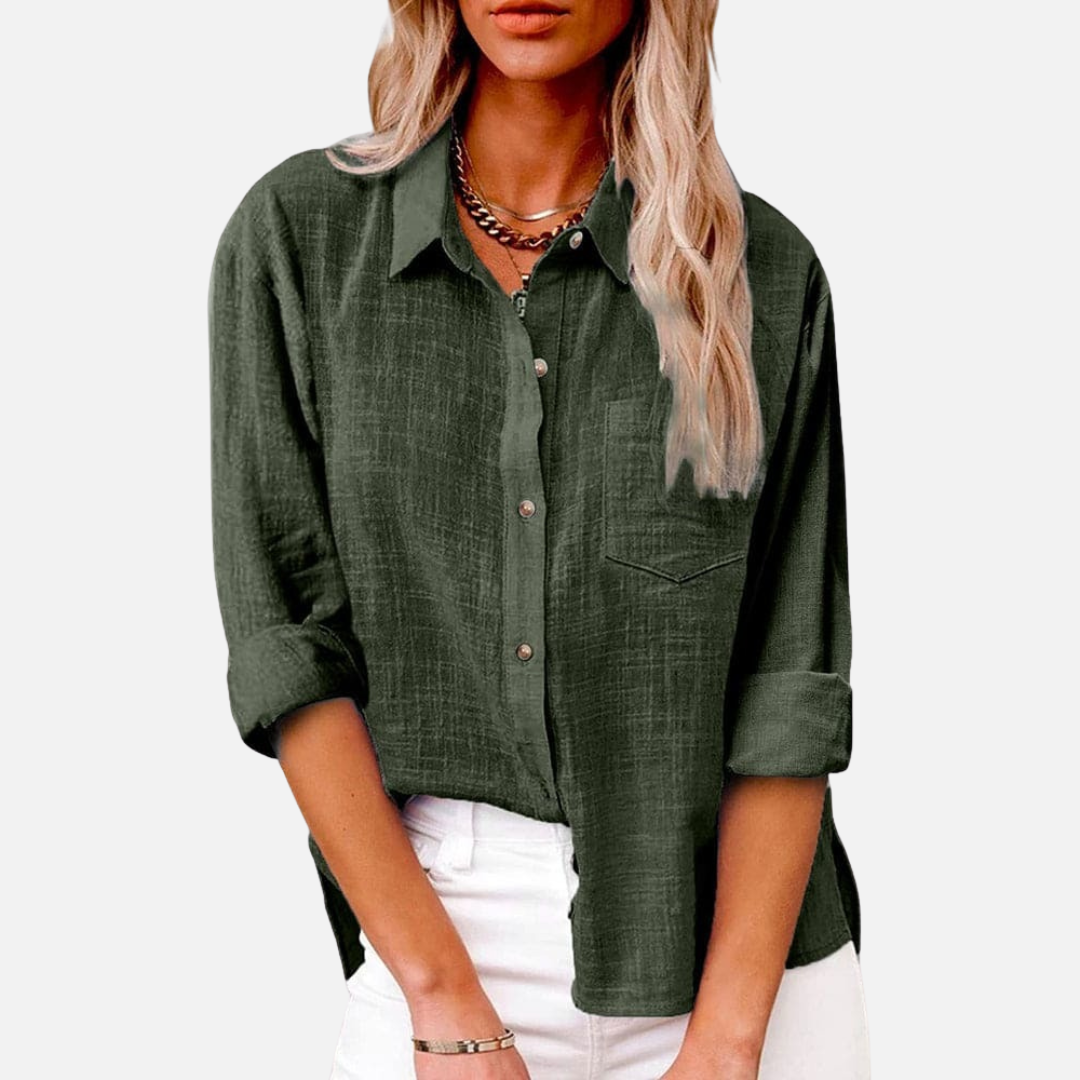 Women's Long Sleeve Linen Button Down Shirt – House of Velari