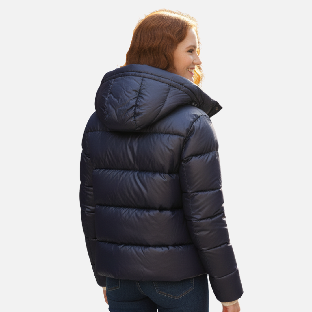 Glossy Puffer Jacket with Hood for Women – House of Velari