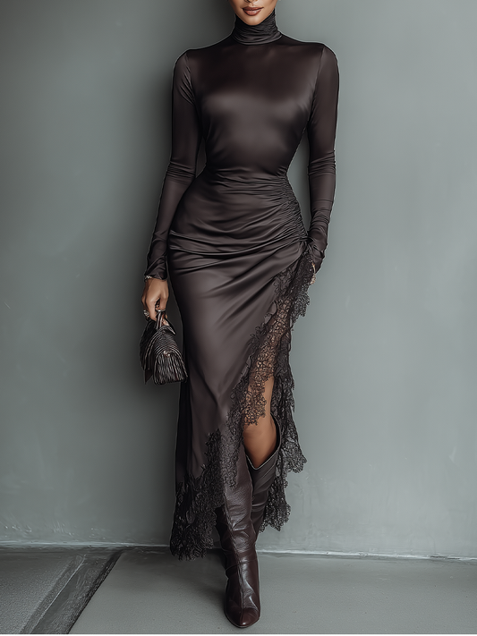 Women's Brown Satin Maxi Dress – House of Velari