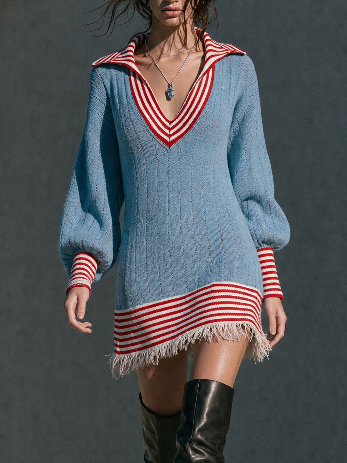 Women's Striped Retro Color Sweater Dress – House of Velari