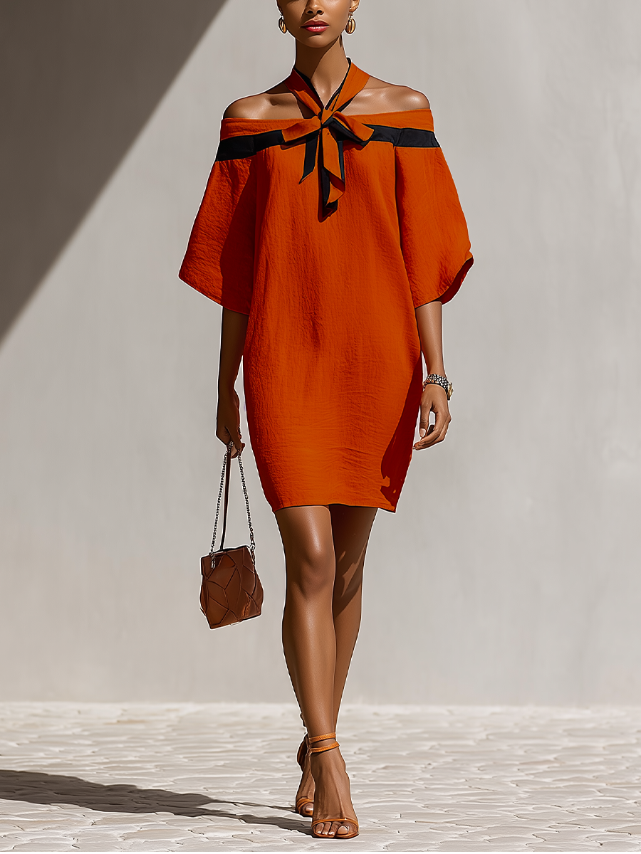 Women's Black & Orange Mini Dress – House of Velari