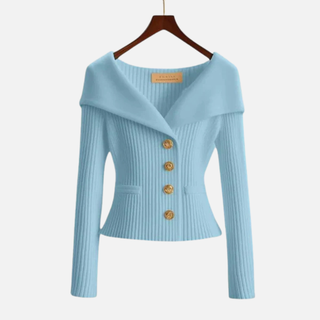 Women's Elegant Ribbed Off-Shoulder Cardigan – House of Velari