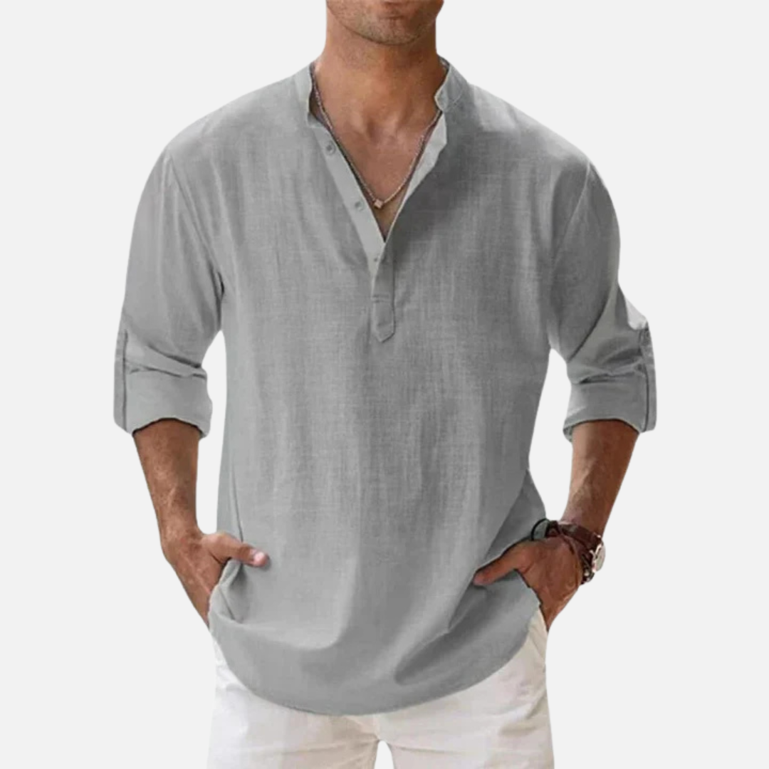Men's Linen Henley Shirt Long Sleeve – Casual Summer – House of Velari