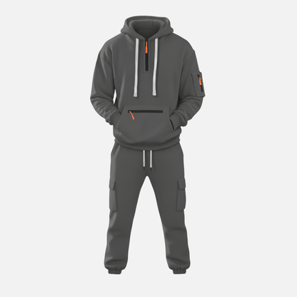 Men’s Two-Piece Tracksuit Set Casual Hoodie & Cargo Joggers – House of Velari